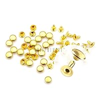 CRAFTMEMORE 200 Pack Leather Rivets Single Cap Rapid Rivet Metal Stud Fasteners Round Cap for Bag Belt Wallet Leather Craft (Gold, 6MM)