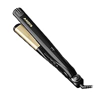 Andis 67695 Professional Curved Edge, 1-inch 450ºF High Heat Tourmaline Nano-Ceramic Hair Flat Iron with Dual Voltage and Auto Shut-Off - Frizz-Free Ceramic Hair Straightener - Black/Gold