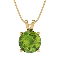 3.0 ct Round Cut Designer Genuine Natural Green Peridot Solitaire Pendant Necklace With 18