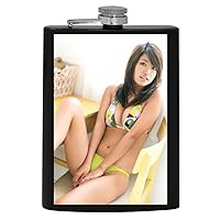 Sayaka Ando - 8oz Black Hip Alcohol Drinking Flask Rare TNW #G230243