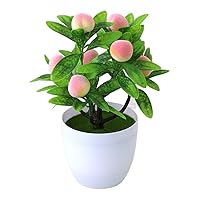 Artificial Fruit Tree Fake Potted Plants Faux Mini Peach Fruit Tree for Home Office Decor Artificial Plants Greenery