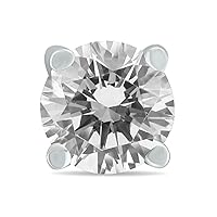 AGS Certified 3/4 Carat Round Single Stud Diamond Earring in 14K White Gold
