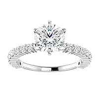 Siyaa Gems 3.50 CT Round Cut Colorless Moissanite Engagement Rings Wedding Birdal Ring Diamond Rings Anniversary Solitaire Halo Accented Promise Vintage Antique Gold Silver Ring Gift
