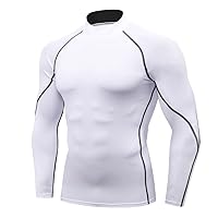Men's Long Sleeve Compression Shirts Active O Neck Baselayer Workout T-Shirts Quick Dry Sports Running Tops Big and Tall