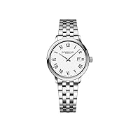 RAYMOND WEIL Toccata Classic Women's Watch, Quartz, White Dial, Black Roman Numerals, Stainless Steel Bracelet, 29 mm (Model: 5985-ST-00300)