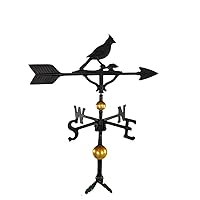 32-Inch Deluxe Weathervane with Satin Black Cardinal Ornament