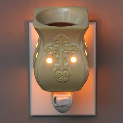 Dawhud Direct Wall Plug-in Wax Warmer for Scented Wax Ceramic Antique White Ceramic Accent Electric Home Fragrance Warmer for Essential Oils Candle Wax Melts and Tarts Scent Warmer Night Light