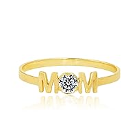 MRENITE 10k 14k 18k Real Gold Mom Rings – Custom Name Engraved Gemstone Stone Moissanite/Diamond Mother Ring- Mother Day Gift for Mother Daughter