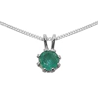 Solid 925 Sterling Silver Natural Emerald Womens Pendant & Chain Necklace - Choice of Chain lengths