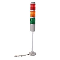 Othmro 1Pcs 24V 3W Warning Light, Industrial Signal Tower Lamp, Column LED Alarm Round Tower Light Indicator Continuous Light Plastic Electronic Parts for Workstation No Sound Red Green Yellow
