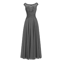 AnnaBride Mother ofThe Bride Dress Beaded Chiffon Formal Wedding Party Gown Prom Dresses Grey US 12