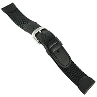 20-mm Black 'Swiss-Army' Style Nylon and Leather Watch Strap