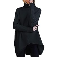 ANRABESS Womens Oversized Turtleneck Batwing Long Sleeve Casual Cozy Baggy Knit Pullover Tunic Sweater 2024 Fall Outfits