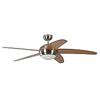 Pepeo Melton ceiling fan with lighting and remote control, nickel housing, blade color honey - maple, 132 cm, for rooms up to 25m²