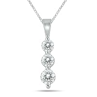 1/2 Carat TW Three Stone Diamond Pendant Available in 10K White and Yellow Gold