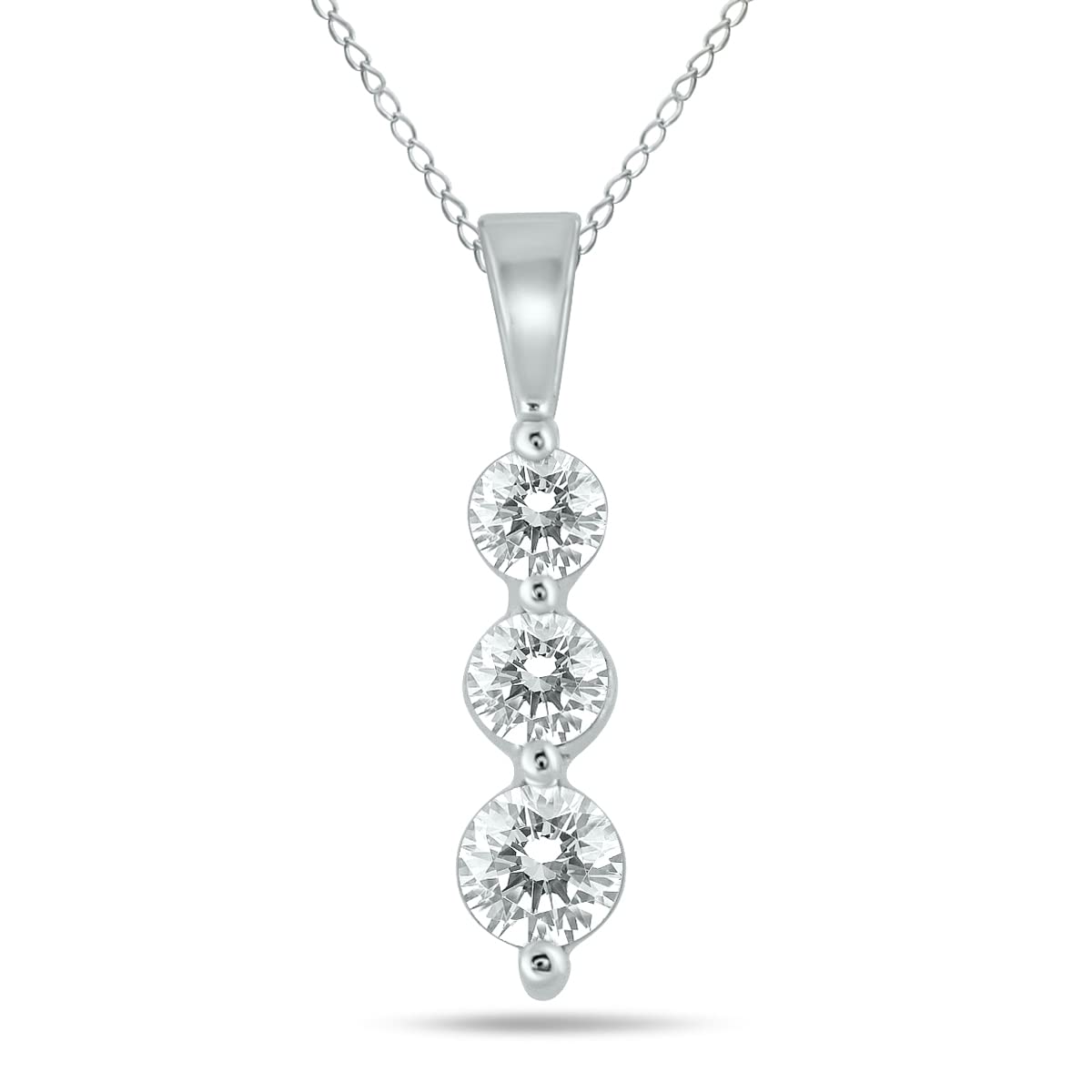 1/2 Carat TW Three Stone Diamond Pendant Available in 10K White and Yellow Gold