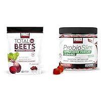 Total Beets Chews with Beetroot and Grapeseed Extract Plus ProbioSlim Apple Cider Vinegar Gummies with Probiotics and Prebiotics, 60 Count Each