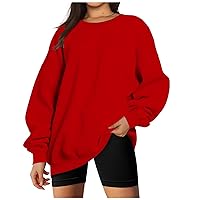 Womens Oversized Crewneck Sweatshirts Long Sleeve Shirts Fleece Casual Pullover Teen Girls Fall Fashion 2023 Cute Tops