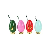 Packed Party Fun Novelty Christmas Light Drink Sipper Bottles Cup, Christmas Holiday Decoration for Party 12 ounces, Set of 4