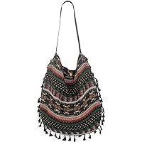 Ethnic Style Shoulder Bag Tassel Messenger Bag Vintage Tourist Handbag Cotton Casual Bag for Women Girls