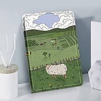 Slim Case for Kindle 7th Generation (2014 Release,Model WP63GW) - Premium PU Leather Protective Cover with Auto Sleep/Wake,sheep on the grass in the cartoon farm,Kindle (7Th Gen)2014 WP63GW