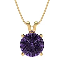 Clara Pucci 3.0 ct Round Cut Genuine Simulated Alexandrite Solitaire Pendant Necklace With 18