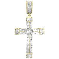 Creative jewels20 1.01 CT Round Cut Diamond Cross Women's Wedding Pendant Necklace 14k Yellow Gold Finish 18