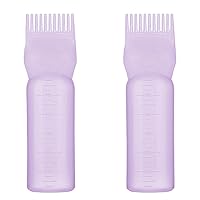 TULOBI Root Comb Applicator Bottle,2Pcs 6 Ounce Oil Applicator for Hair Dye,Hair Coloring,Scalp Treament,Bottle Applicator Brush with Graduated Scale-Purple