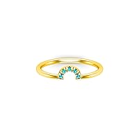 0.50 Ctw Round Cut Lab Created Aquamarine Curved Band Engagement Wedding Ring For Womens & Girls 14K Yellow Gold Plated