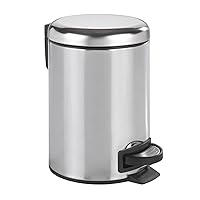 Basket, Small Trash Can with Lid and Pedal, Garbage Bin for Bathroom with Removable Inner Bucket, Stainless Steel, 0.79 Gal, 9.84 x 8.86 x 6.69 in, 17 x 22.5 x 25 cm, Gray Shiny