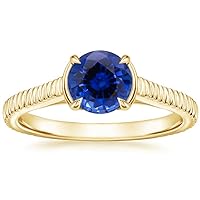 3.0Ctw Round Cut Sapphire Simulated Diamond Accent Women's Anniversary Ring 14K Yellow Gold Plated