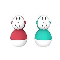 Bathtime Wobblers, Baby Bath Toy Protected w/Biocote to Keep Fresh & Clean, Easy to Grip, Sensory Learning - 2 Wobblers, 6 Months Old+, Red & Green