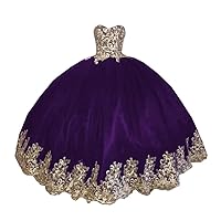 2024 Romantic Gold Embroidery Ball Gown Puffy Quinceanera Prom Dresses Charro Strapless
