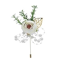 Mens Artificial Flowers Boutonniere Pins Leaf Lapel Pin Wedding Brooch