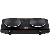 Electric Hot Plate, Double Cast Iron 2 Burner,1800W Countertop Burner, Dual Electric Stove Burners, Portabel Electric Cooktop,Portabel Double Burner for Cooking
