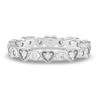 925 Sterling Silver Clear Cubic Zirconia Heart Ring Band for Girls & Teens Sizes 2,3,4 & 5 - Stunning Clear CZ Rings For Any Girls Formal Occasion - Adorable Birthday Jewelry Gift For A Young Girl