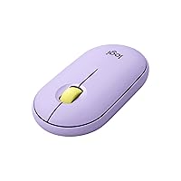Logitech Pebble Wireless Mouse with Bluetooth or 2.4 GHz Receiver, Silent, Slim Computer Mouse with Quiet Clicks, for Laptop/Notebook/iPad/PC/Mac/Chromebook - Lavender Lemonade