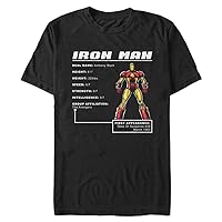 Marvel Big & Tall Classic Ironman Stats Men's Tops Short Sleeve Tee Shirt, Black, 3X-Large