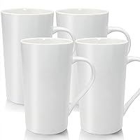 20oz Ceramic Coffee Mugs Large Latte Mugs Modern White Drinking Cups with Handles Set of 4 Perfect for Tea, Coffee, Cocoa