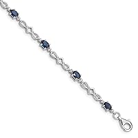 925 Sterling Silver Polished Open back Fancy Lobster Closure Sapphire and Diamond Bracelet Measures 4mm Wide Jewelry for Women