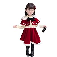 Girls' Cloak Shawl Christmas Dress Set Little Girls' New Year Holiday Celebration Clothing