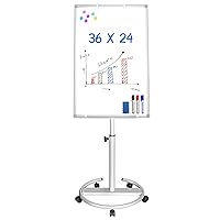 Mobile Whiteboard – 36 x 24 inches Portable Magnetic Dry Erase Board, 3' x 2' Stand Easel White Board Dry Erase Easel Standing Board w/Flipchart Hooks