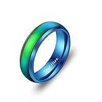 Personalized Mood Ring for Him Her,Custom Temperature Sensative Ring Name Engraved Finger Band Stainless Steel Color Changing Wedding Band for Men Women,Size 5-13,5 Colors
