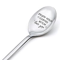 Coffee Spoon Gifts for Husband Wife Birthday Gift for Bf Girlfriend Gifts for Women Teen Friends Bestie Enjoy Your Coffee Love You Spoon Gifts for Sister Engraved Tea Spoons Gifts for Coffee Lover