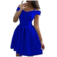 Dresses for Women Solid Color Sleeveless Strapless Waist Pleated Dress Sexy Dress