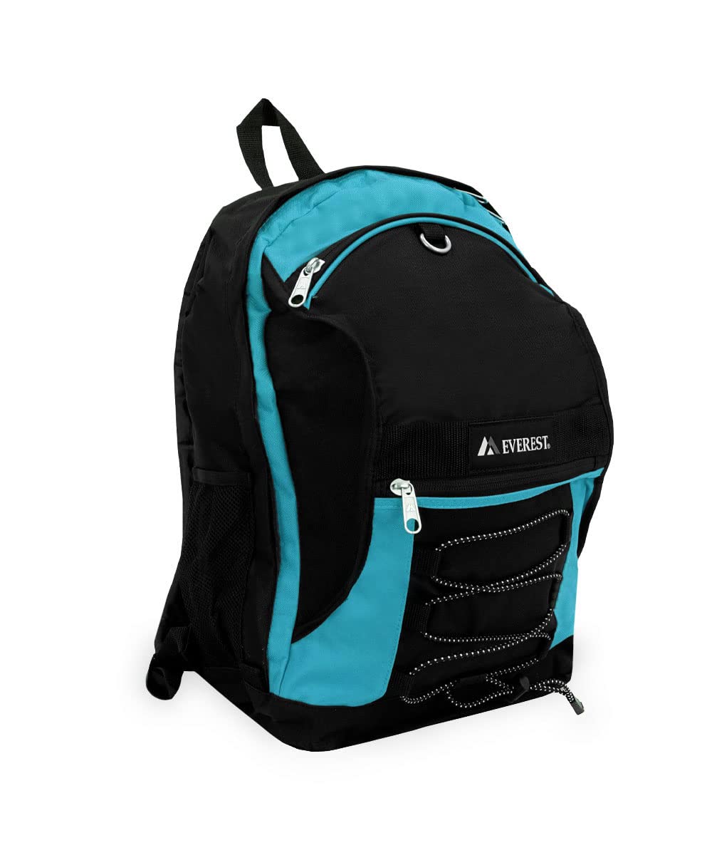 Everest Two-Tone Backpack with Mesh Pockets, Turquoise, One Size