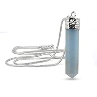 Angelite Pendant with Chain Stone Pendant Negative Energy Cleanser Natural Stress, increase self-confidence