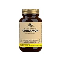 Solgar Cinnamon, 100 Vegetable Capsules - Full Potency (FP) - Supports Sugar Metabolism - Overall Wellness - Non-GMO, Vegan, Gluten Free, Dairy Free, Kosher - 100 Servings