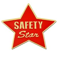 PinMart's Red and Gold Safety Star Award Enamel Lapel Pin
