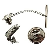 Jumping Trout Tie Tack ~ Antiqued Pewter ~ Tie Tack or Pin - Antiqued Pewter